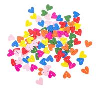 100pcs Colorful Heart Shaped Wooden Buttons for DIY Sewing Crafts | Candy Wood, Smooth Surface, Easy to Sew, for Blankets Handbags Classroom Projects