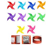 100pcs Colorful Pinwheels Plastic Windmill Toy with 30M Wire Rope Fitting Set