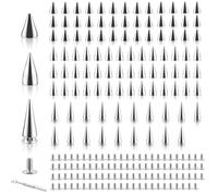 100pcs Cone Spikes Studs Rivets,Studs for Clothing & Rivets for Leather Kit,7mm Silver Cone Spikes Screw Back Punk Rock DIY Studs for Crafts, Bags, Jackets, Jewelry Making with 3 Sizes & Screwdriver