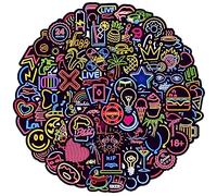 100Pcs Cool Neon Stickers Pack for Adults Teens Graffiti Waterproof Vinyl Decals Neon Sign Stickers Aesthetic for Laptop Luggage Suitcase Journal Skateboard Bike Book Guitar Car Scrapbook Phone