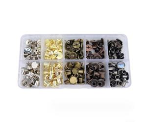 100Pcs Copper Leather Rivets For Clothing, Jackets, Jeans - High Strength Fasteners With Threaded Posts, Gold 5X6Mm Double Cap Rivets For Belts, Bags