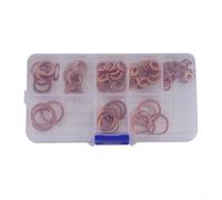 100pcs Copper Sealing Ring Set M5-M14 Flat Solid Copper Washers for Oil Pan Fuel Hydraulic Connections Assorted Box