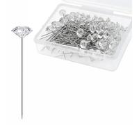 100Pcs Corsage Boutonniere Pins, 10mm*64mm Sparkly Diamond Flower Pins Rhinestone Boutonniere Straight Pins for Sewing Wedding Bouquets Jewelry Making Flower Decorations DIY Crafts
