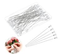 100Pcs Corsage Pins Pearl Head Teardrop Sewing Fasteners Straight Decorative Flower Pins Multipurpose For Bouquet Corsage Wedding Craft Jewelry Fabric Decoration