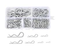 100Pcs Cotter Pins,R Clips Split Pins Assortment Kit,Galvanized Carbon Steel Retaining Spring Hitch Cotter Fastening Pins Set,for Farm Trucks, Cars,Campers,Lawn and Garden Equipment