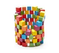 100pcs Creative Learning Building Block Wood Cube Block Set For Kids Learning And Education Toy Colorful Set Kids Building