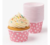 100pcs Cupcake Cases, Baking Cases Muffin Liners Mini Paper Cups Polka Dot Non Stick Liner for Home Weddings Birthdays - Pink