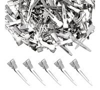 100Pcs Curl Clips for Hair, Metal Silver Duck Billed Clips 1.77 Inch Single Prong Curl Clip Silver Setting Section Hair Clip for Hairs Extensions