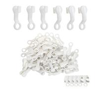 100PCS Curtain Glider Hooks, Plastic Curtains Sliding Runners Hooks, Strong Hold Smooth Sliding Easy Fit Drapery Rail Sliders Fittings Ideal for Windows Door Shower Caravan Home and Office White