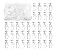 100Pcs Curtain Gliders for Window With Transparent Box Curtain Rail Sliding Hooks（White）