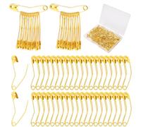 100pcs Curved Safety Pins, 1.5 Inch Bent Safety Pins Stainless Steel Quilting Basting Pins Curved Sewing Pins Accessories for Quilting Knitting Sewing Crafting (Gold)