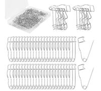 100pcs Curved Safety Pins, Quilting Basting Pins S-Shaped Fasteners Silver Bent Sewing Pin for Quilting Knitting Crafting Sewing Projects Accessories (1.26 Inch/32mm)