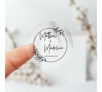 100pcs Custom Round Transparent Stickers for Wedding Party Guest Gift Stickers Invitations Thank You Card Envelope Label Stickers for Jars, Cups, Bottles,Personalized Stickers for Favors (6cm,C)