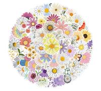 100Pcs Cute Daisy Stickers Laptop Car Scrapbook Phone Skateboard Suitcase Luggage Bike Flower Stickers Vinyl Waterproof Aesthetic Personalised Stickers for Teens Boys Girls Adults