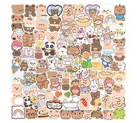 100pcs Cute Korean Bear Stickers Gifts for Girls Kids Small Kawaii Rilakkuma Scrapbooking Stickers Vinyl Waterproof Lovely Aesthetic Decals for Laptop Water Bottles Phone