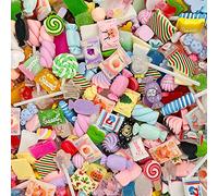 100pcs Cute Slime Charms Mixed Set Resin Flatback for DIY Craft Making and Ornament Scrapbooking Beads Assorted Candy Fruit Cake Resin Christmas Gifts Trellis Resin Ornament Kit Making Supplies