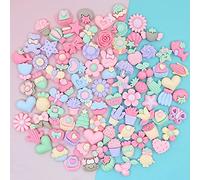 100pcs Cute Slime Charms Mixed Set Resin Flatback for DIY Craft Making and Ornament Scrapbooking Beads Assorted Candy Fruit Cake Resin Christmas Gifts Trellis Resin Ornament Kit Making Supplies