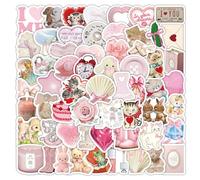 100pcs Cute Stickers Pink Sticker Pack Retro Aesthetic Stickers Preppy Sticker for Laptop, Water Bottle, Phone, Guitar, Skateboard Decoration, Kawaii Decals for Girls, Teens, Journal & Scrapbook