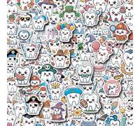 100Pcs Cute Tooth Stickers Dental Themed Vinyl Decals for Laptops Skateboards Luggage Helmets Bikes and Phones Fans Lovers and Whimsical Vibe Enthusiasts