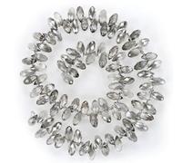 100pcs Czech 12mm Faceted Teardrop Briolette Crystal Glass Loose Beads Pendant Drop Spacer Silver Champagne for DIY Jewelry Making CCT2-29