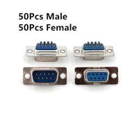 100Pcs D-SUB DB9 Male Female RS232 Serial Port 2 Row 9Pin Solder Type Plug Connector AUOQKQUT(50 for Male Female)