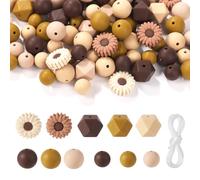 100pcs Daisy Silicone Beads, Daisy Flower Silicone Loose Beads Hexagon Round Spacer Beads with Elastic Rope for DIY Craft Keychain Bracelets Necklace Jewelry Making