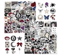 100PCS Dark Aesthetic Stickers Pack - Waterproof Vinyl Stickers for Laptop, Scrapbook, Skateboard & Guitar Cool Y2K, Gothic & Emo Stickers for Teens and Adults Unique Tiny Designs