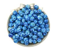 100Pcs Dark Blue Acrylic Round Beads 10mm Large Hole Patterned Loose Beads for Beading DIY Crafts