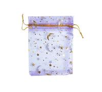 100Pcs Decoration Mesh Bag Organza Hot Stamping Silver Star Moon Candy Gift Drawstring Packaging Bag Party Supplies