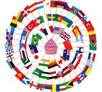 100Pcs Different World Flags Toothpick, Different Nations Cupcake Stick Flags for Sandwich Cheese Food Label Tableware National Day World Cup Party Supplies Pub Royal Event Decor