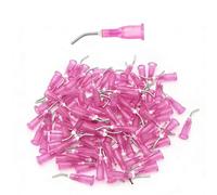 100PCS Dispensing Needle,Blunt Tip Dispensing Needle,Precision Glue Applicator Tips,18G Blunt Bent Needles for Refilling Ink, Adhesive, Glue, Pink Precision Applicator Syringe Tips