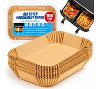 100pcs Disposable Air Fryer Liners for Ninja Airfryer, 8.7×5.5" Rectangle Parchment Paper Liners for Dual Basket Ninja DZ201 DZ401 Foodi 8Qt and Above Air Fryer Accessories.