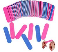 100Pcs Disposable Nail Files - Double-Sided 180/240 Grit Emery Boards with Pink & Blue Wooden Handles，Nail File Buffer Set for Home & Salon Manicures (5cm)