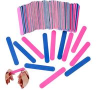 100Pcs Disposable Nail Files - Double-Sided 180/240 Grit Emery Boards with Pink & Blue Wooden Handles，Nail File Buffer Set for Home & Salon Manicures (8.5cm)