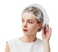 100Pcs Disposable Shower Caps - 17.32 Inches (44cm) Elastic Plastic Bath Caps, Waterproof Hair Covers for Women & Men, Salon Spa Travel Home Hotel Use