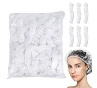100Pcs Disposable Shower Caps, Waterproof Hair Caps 44CM Large Clear Hair Bath Cap, Plastic Elastic Bath Cap for Women Kids Girls, Hotel and Hair Solon Travel Spa Home Use