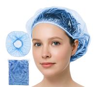 100PCS Disposable Shower Caps,Waterproof Hair Caps,Multi-Purpose Thickened Plastic Elastic Bath Caps for Women, Home Use,Hair Salon, Spa, Travel, Hotel, Shower（Blue）
