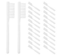 100pcs Disposable Soft Manual Toothbrush with Short Handle | Hospital and Hotel Use, White Plastic Build, Ergonomic Non Slip Thumb Grip, Compact Three Row Bristles