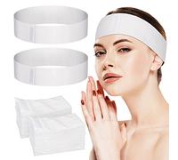 100PCS Disposable Spa Facial Headbands, Elastic Headband Wrap with Adjustable Magic Tape, Stretch Non-Woven Facial Bandeau, Soft Skin Care Essential Headband with Convenient Closure