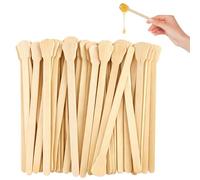 100pcs Disposable Wooden Wax Sticks, Eyebrow Waxing Sticks, Small Wax Spatulas, Waxing Applicators for Facial, Lip & Eyebrow Hair Removal, Wood Waxing Spatulas for Salon & Home Use