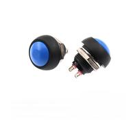100PCS DIY 12mm Momentary Waterproof Push Button Switch Horn Blue White Green Red Yellow Black 1A 250V Self-reset IDGTTLDF(Reset Blue)
