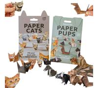 100PCS DIY Origami Cats & Pups, Paper Cats Origami Kit, DIY 3D Origami Animal Kit, Fun Craft Activity Creative Origami Animal Craft Kit, Pattern Cute Printing, Desk Decoration & Gift for Pets Lovers