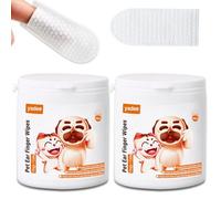 100Pcs Dog Ear Cleaner Finger Wipes, Biodegradable Ear Wipes for Dogs Cats | Non-Irritating Hypoallergenic | Gently Removes Wax, Debris & Stop Smelly, Itchy, Head Shaking | Sooths & Deodorizes