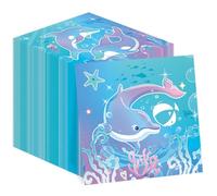 100Pcs Dolphin Theme Napkins, 12.9 x 12.9 Inches Dolphin Party Napkins, Dolphin Birthday Decorations Princess Napkins, for DolphinTheme Birthday Baby Shower Party Supplies