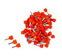 100PCS Double Wire Pipe TE0508 7508 0.5~6.0mm² Cold Press Copper End Ferrule Tube Shaped Insulated Tubular Terminal(Red,TE1008)