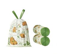 100PCS Drawstring Trash Bags, Mugwort Scented 10 L Bin Liners with Capybara Pattern, Keep Your Bin Fresh, 2 Rolls Thickened Small Bin Bags 45cm x 45cm, Bin Liners with Handle for Home Office Kitchen