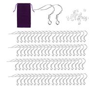 100PCS Ear Wires Fish Hook Earring French Wire Hooks 925 Sterling Silver With 100PCS Backs - for DIY Jewellery Making (Jewelry Bag Bonus)