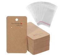 100Pcs Earring Display Cards Kraft Earring Cards with Holes Handmade Earrings Holder Jewellery Display Card with 100 Self Sealing Clear Bags and Ear Plugs for Jewellery Packaging Gift Making