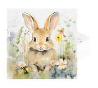 100Pcs Easter Bunny Luncheon Napkins Bunny in Meadow Disposable Paper Napkins 6.5 Inch Spring Floral Rabbit Party Cocktail Beverage Napkins for Cocktail Dinner Easter Party Supplies