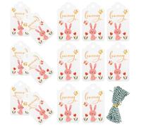 100pcs Easter Rabbit Gift Tag Paper Labels for Wrapping and Baking | Cute Seasonal Design, Pre Punched Hole, Bulk Value Pack, for Crafters and Party Planners